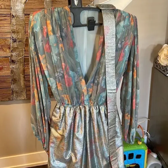 VTG William Pearson 70s Maxi Dress Size 8 Long balloon Sleeve flower Print funky - Picture 3 of 16